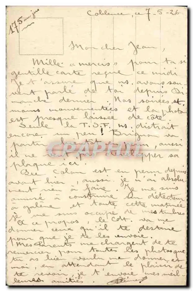 Coblenze — Aanzicht van de Prefectuur — anoniem uitgever, serie nummer 1068 - Achterkant