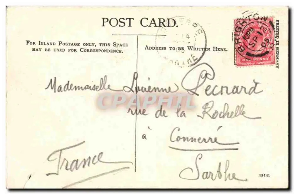 Brighton Beach — vue animée avec horloge et bateaux — G.O. Stuart 202 - Verso
