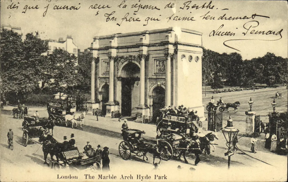 Londres — O Arco de Mármore, Hyde Park — editor não identificado, número de série não visível - Frente