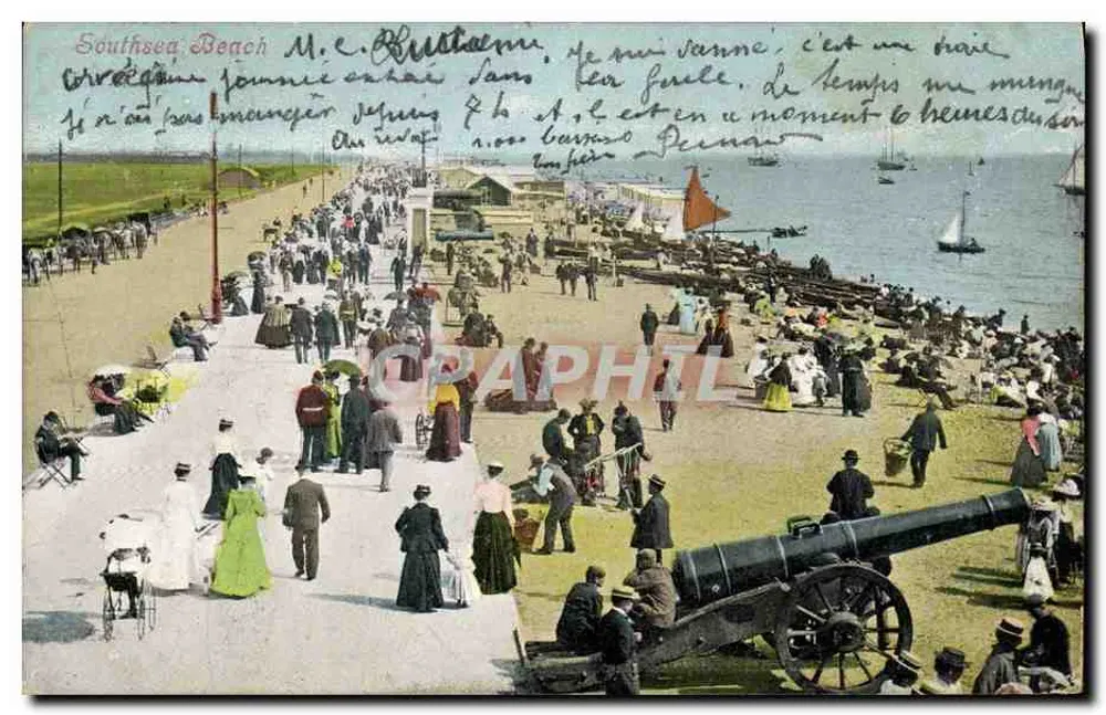 Southsea Beach — vista animada com canhão — Série Valentine - Frente