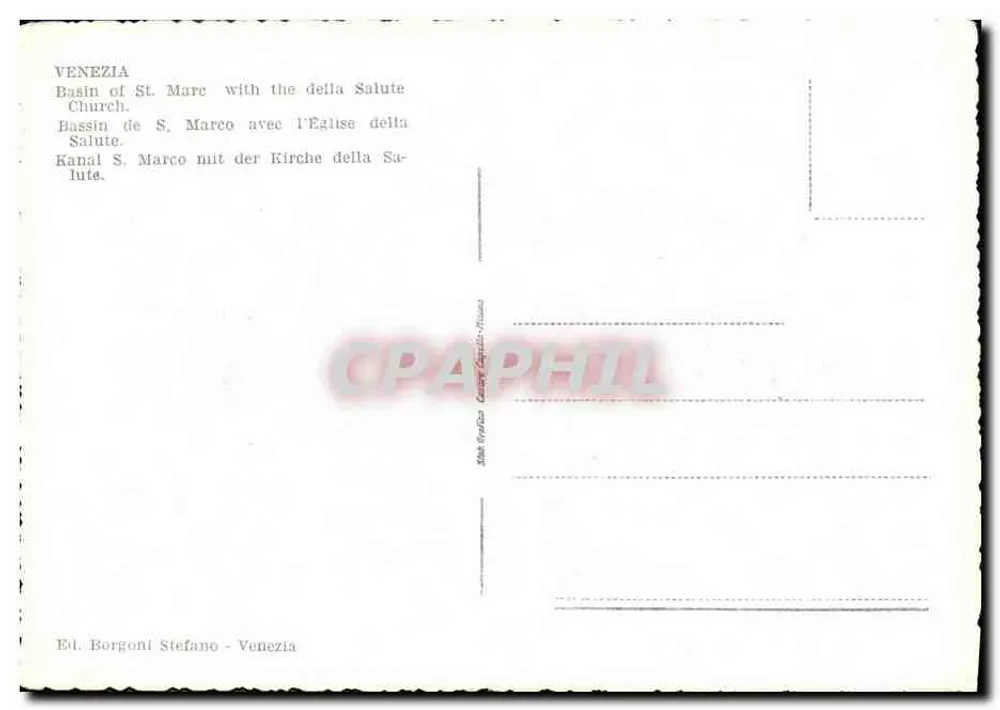 Vêneto - Lago de São Marcos com a basílica da Salute — Ed. Borgoni Stefano - Verso