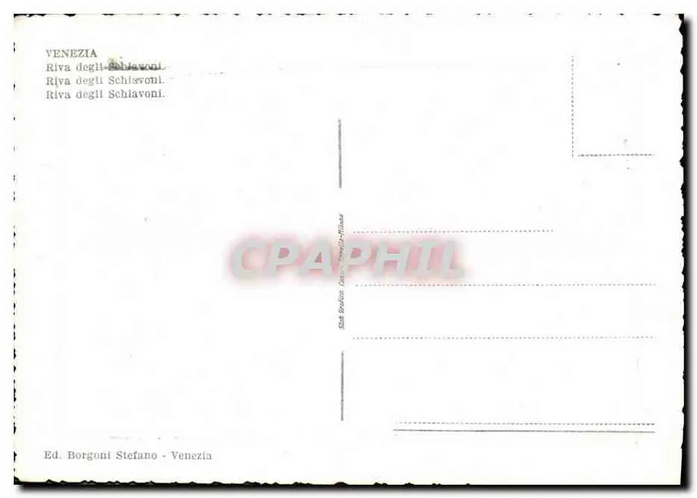 Veneza — Riva degli Schiavoni — Ed. Borgoni Stefano, Veneza - Verso