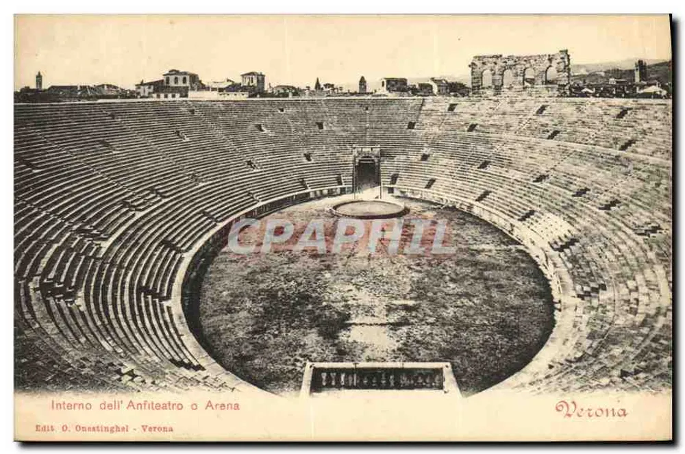 Interno do Anfiteatro ou Arena — Verona — Edit. O. Onstinghel - Verona - Frente