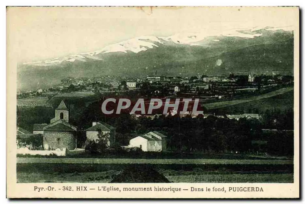 Hix — Die Kirche, historisches Denkmal — Im Hintergrund, Puigcerda - Vorderseite