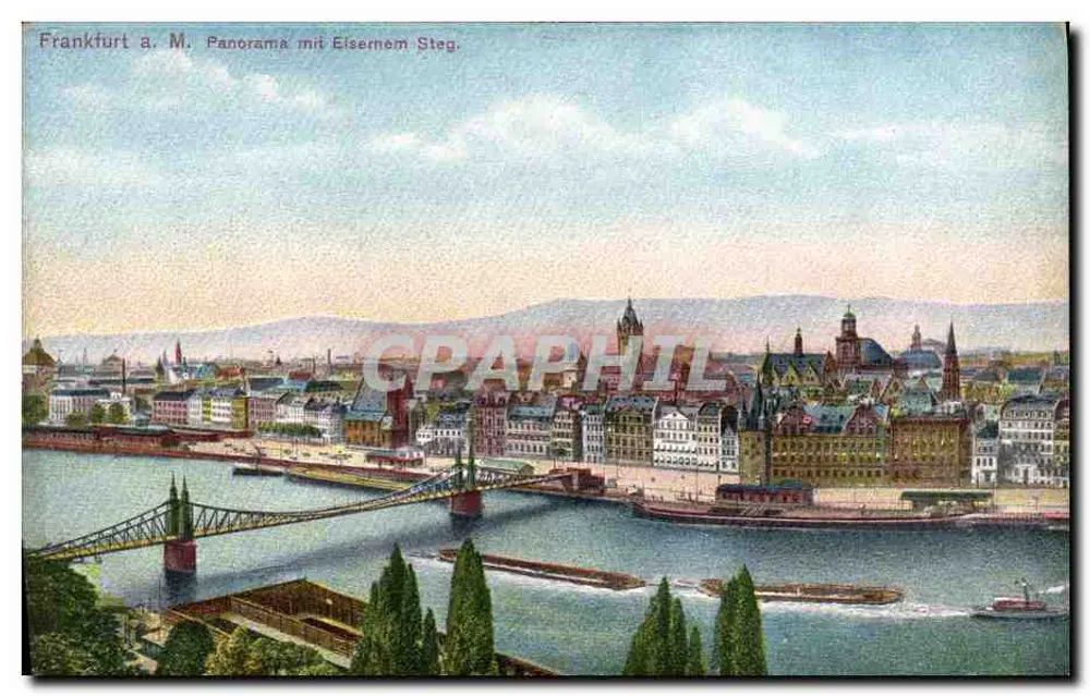 Frankfurt a. M. — Panorama com o Ponte de Ferro — Gerhard Blümlein & Co. - Frente