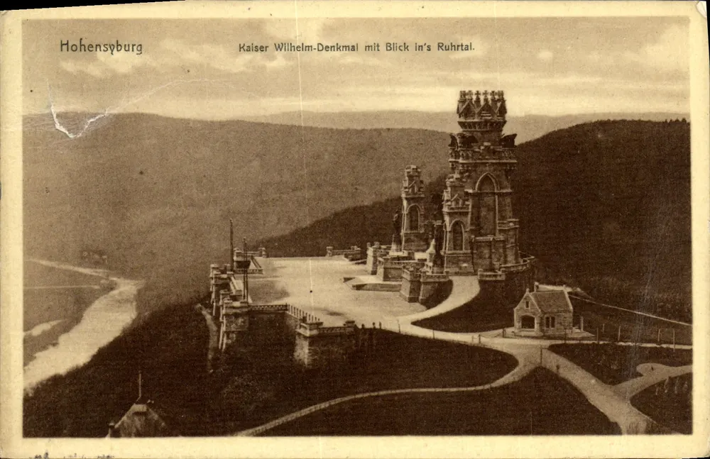 Hohensyburg — Denkmal für Kaiser Wilhelm mit Blick ins Ruhrtal — Verlag Hermann Löwe, Serie 859 - Vorderseite