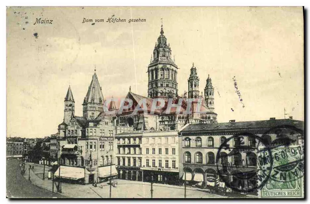 Mainz — Kathedraal gezien vanaf het Hofschen — uitgever Ludwig Feist, n° 202 - Voorkant