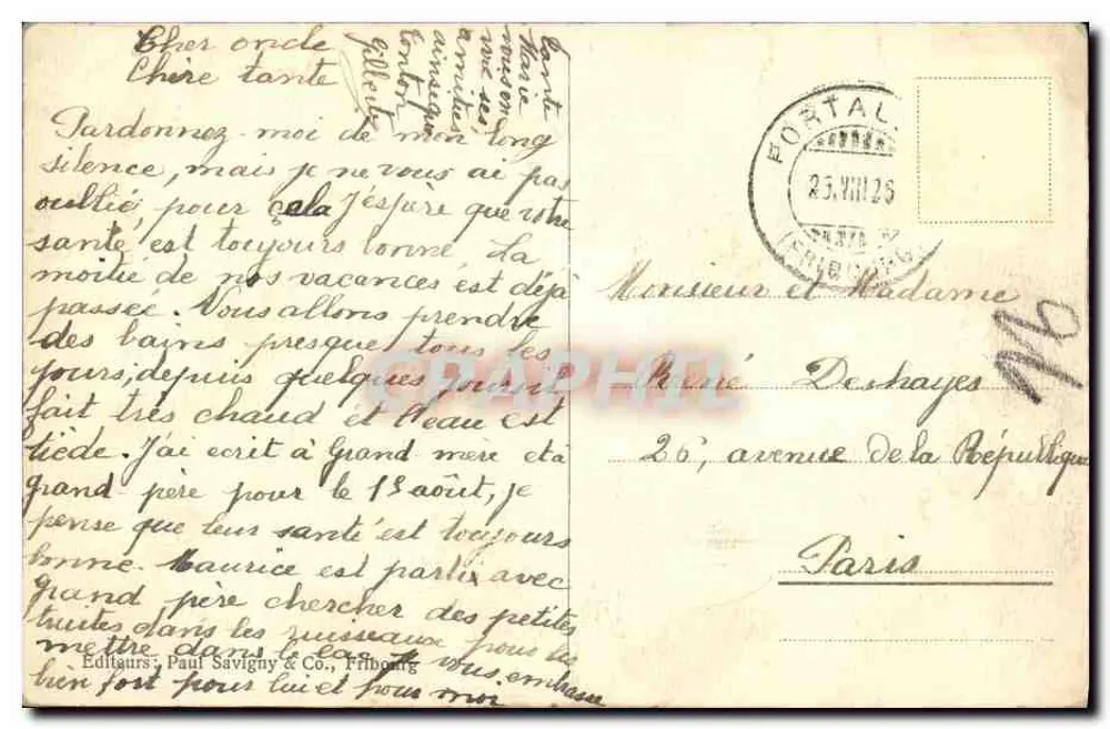 Portalban - Allgemeiner Blick und Hafen — Verlag Paul Savigny & Co., Nr. 1368 - Rückseite