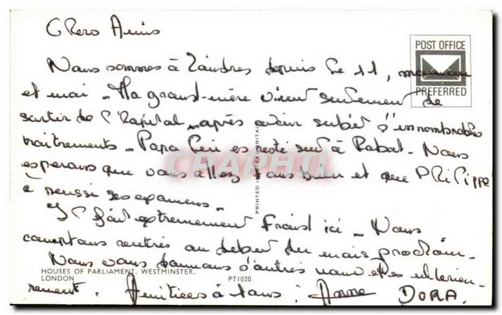 London — Ansicht des Parlaments und der Themse — Verlag PT1020 - Rückseite