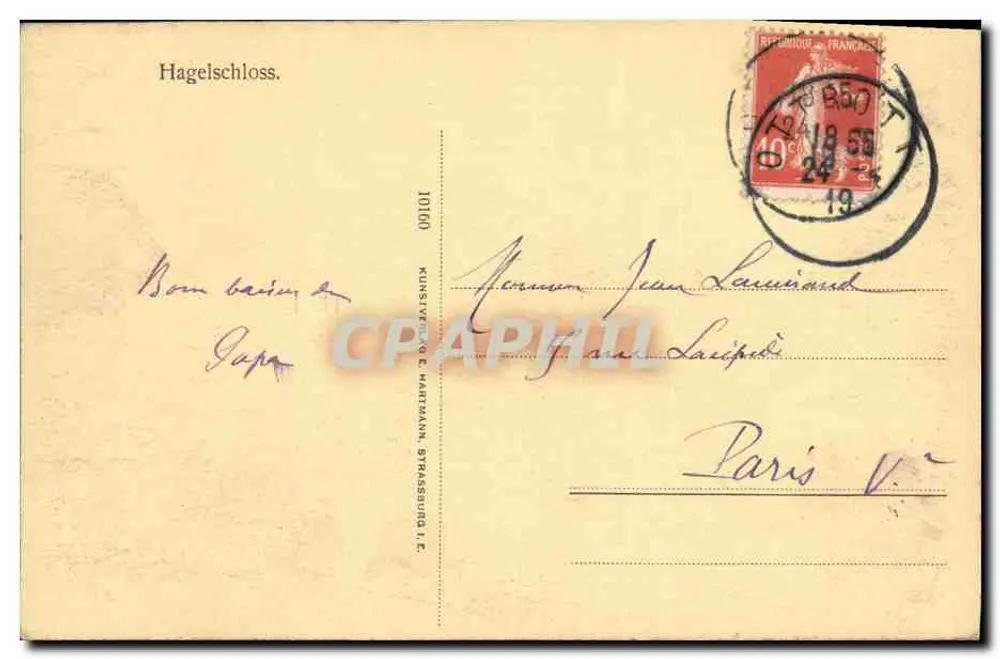 Rochas em uma floresta — Hagelschloss — editor KUNSTVERLAG E. HARTMANN STRASBOURG I.E. - Verso