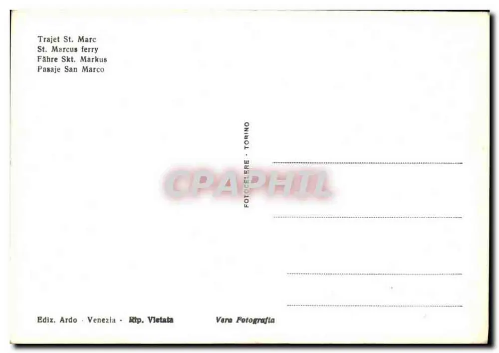 Veneza - Traghetto S. Marco — Editor Ardo, n° 124 - Verso