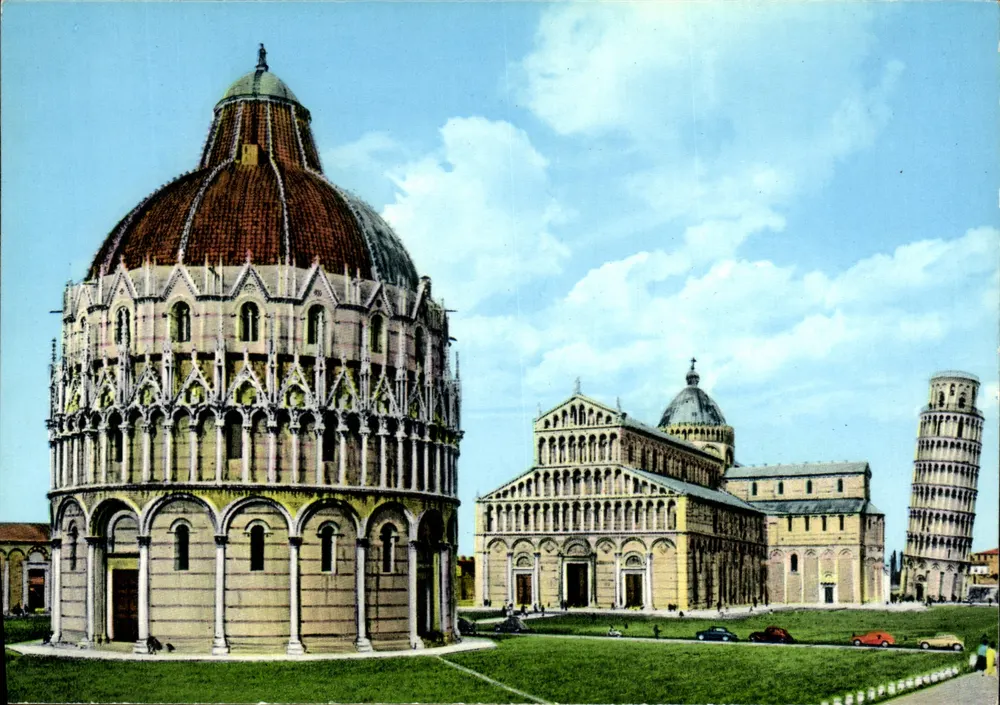 Pise — Place du Duomo avec les monuments principaux — Ediz. G.S. Pisa - Recto
