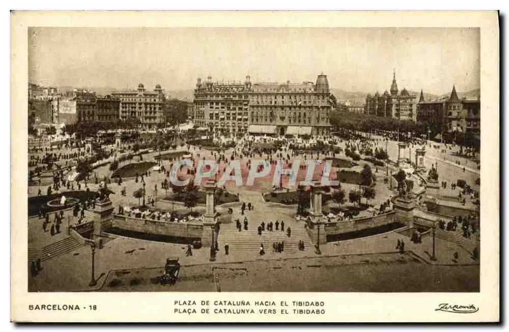 Plaza de Catalunya in Richtung Tibidabo — Panoramablick — Zerromitz, n°18 - Vorderseite