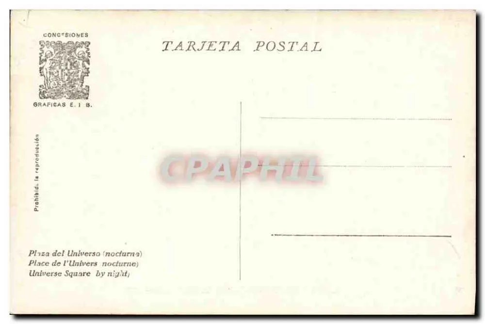 Plaza del Universo (nocturna) — Exposición Internacional de Barcelona 1929 — Gratt & Tilografica, n°33 - Reverso