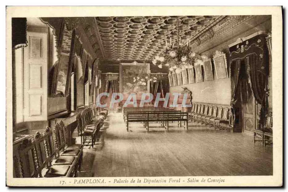 Pamplona — Salle des Conseils du Palacio de la Diputación Foral — Verlag L. Rolzin, Barcelona, Nr. 17 - Vorderseite