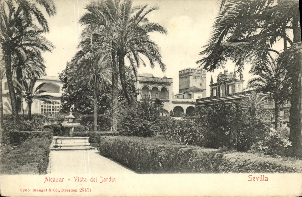 Alcázar - Ansicht des Gartens — Sevilla — Stengel & Co, Dresden 28451 - Vorderseite