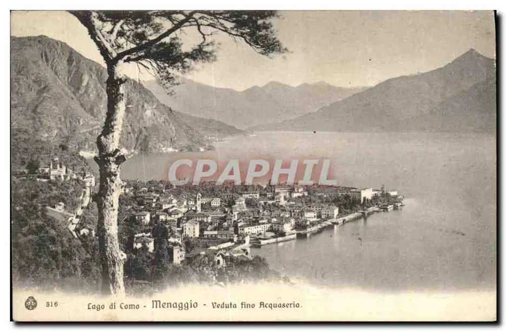 Lago di Como - Menaggio - Ansicht bis Acquaseria — Edit. Brunner & C., Como e Zürich, n° 816 - Vorderseite