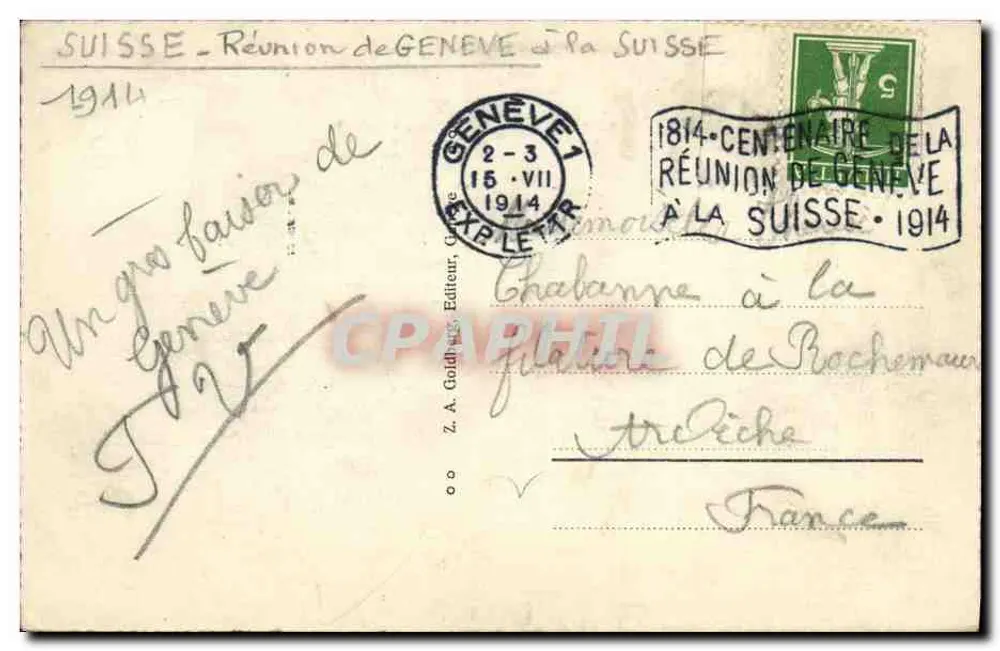 Genf — Brücke und Quai des Mont-Blanc — Z. A. Goldmann, n° 30 - Rückseite