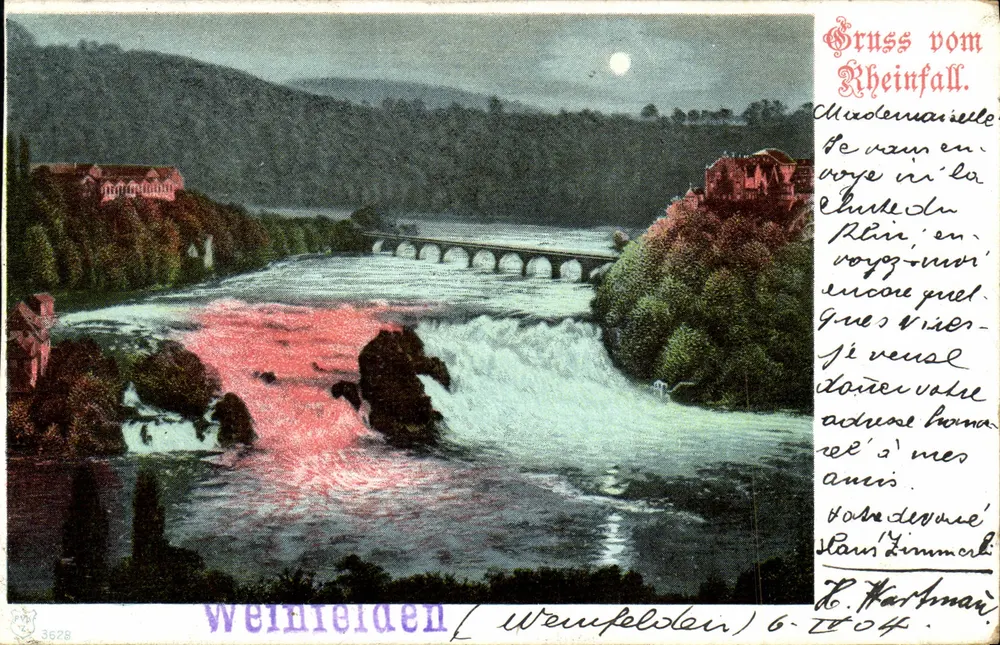 Rhinfall em Weinfelden — vista noturna — editor Weinfelden, n° 3628 - Frente