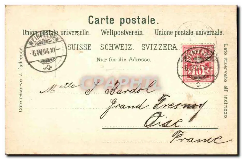 Rhinfall em Weinfelden — vista noturna — editor Weinfelden, n° 3628 - Verso