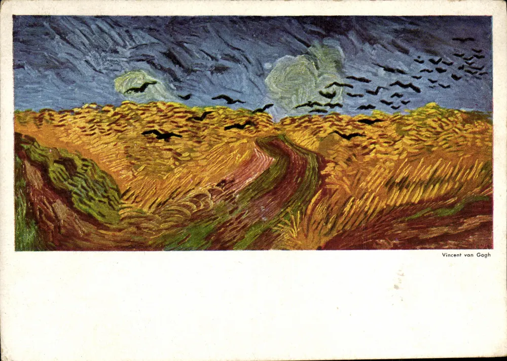 Campo de trigo sob céu tempestuoso — obra de Vincent van Gogh — edição Kornfeld, n°17 - Frente