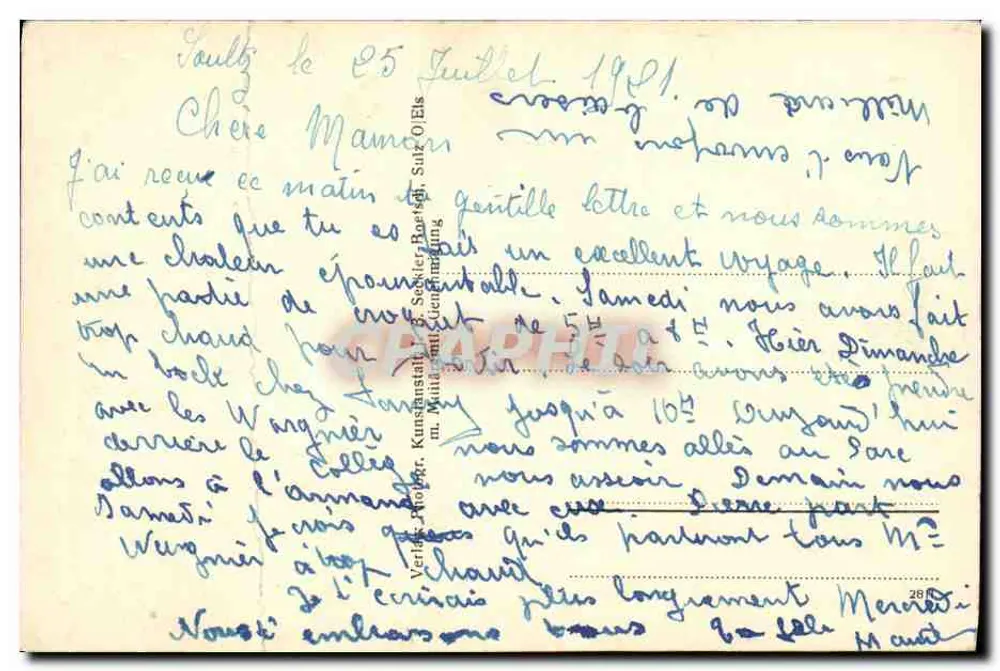 Sulz O/Els. Schwesterngasse — vista da rua com casa danificada — editora 'Coutte Marie' - Verso