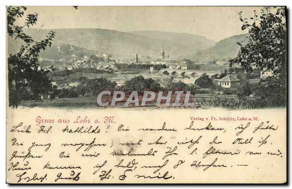 लोहर एम. का दृश्य — पुल और चर्च के साथ पैनोरमा — वर्लैग वॉन फ्री. श्यूफर, लोहर एम. - आगे