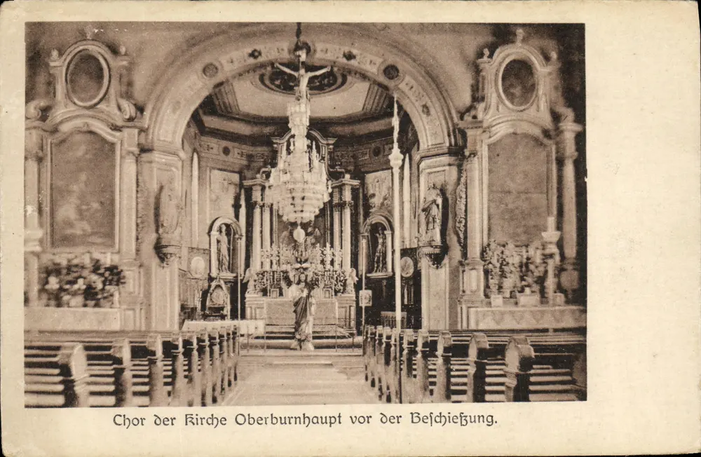 Coro della chiesa di Oberbarnhaupt — prima della distruzione — editore Militärdruckhaus A.-G., N° 17 5279 - Recto