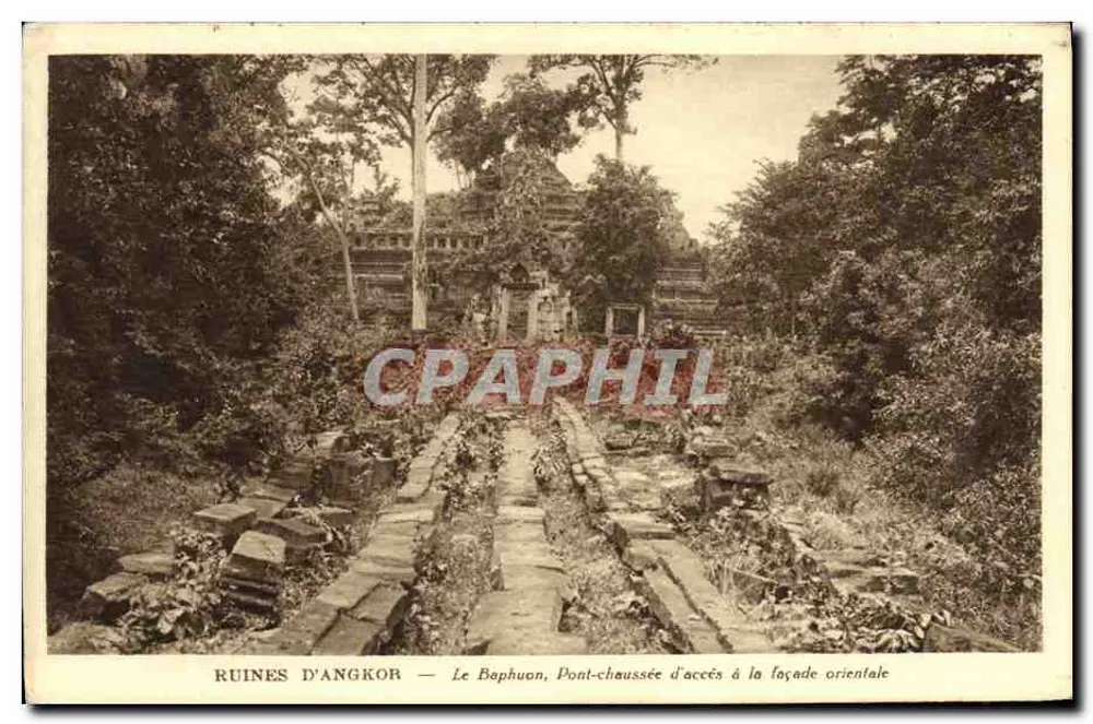 Ruine di Angkor — Il Baphuon, Ponte di accesso alla facciata orientale — Edizione Photo NADAL Saigon 136 - Recto
