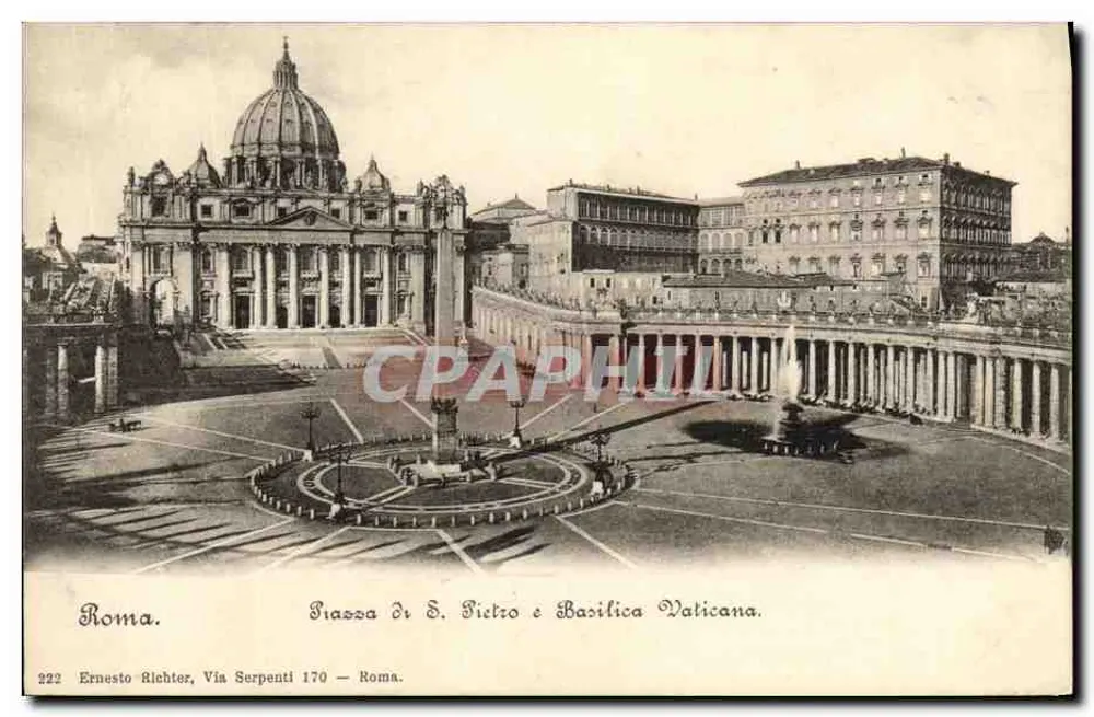 Piazza di San Pietro e Basilica Vaticana — Ernesto Richter, Via Serpenti 170 — Roma - Frente