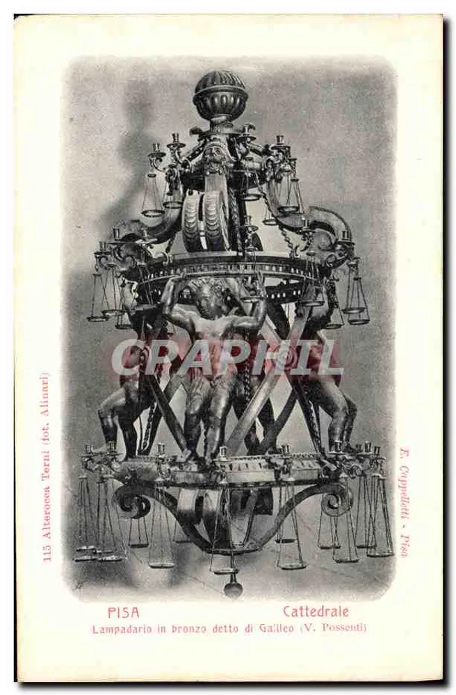 Pisa — Bronzelampenmast genannt Galileo — F. Cappellati, Pisa - Vorderseite