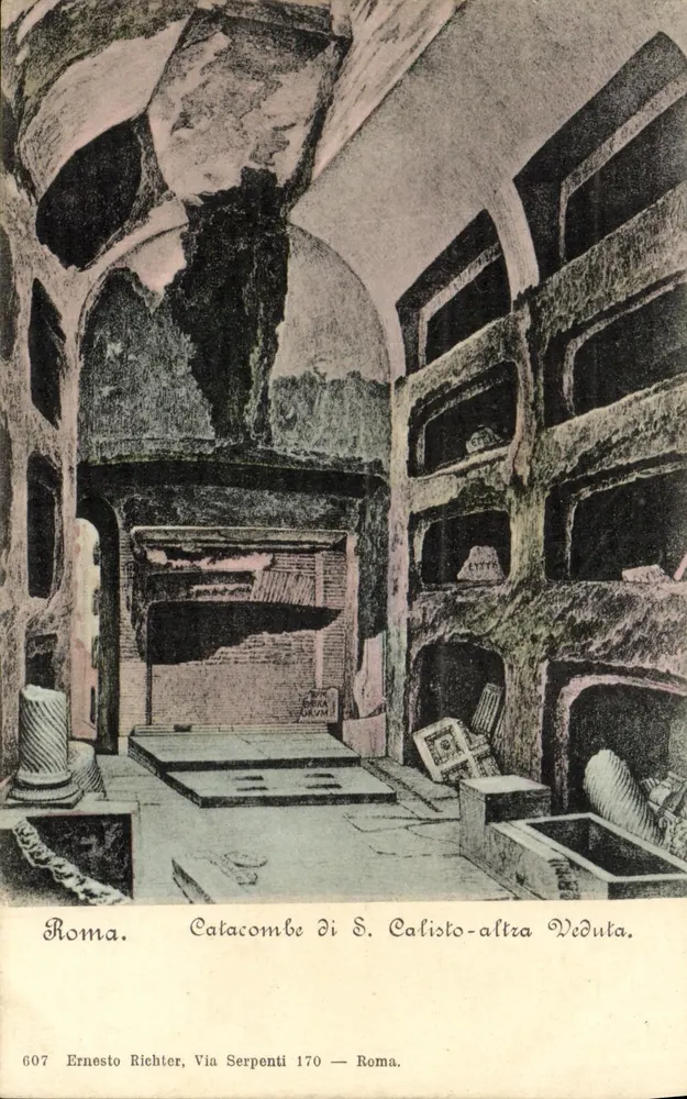 Catacombe von Saint-Calisto — Innenansicht — Ernesto Richter, Via Serpenti 170 — Rom - Vorderseite