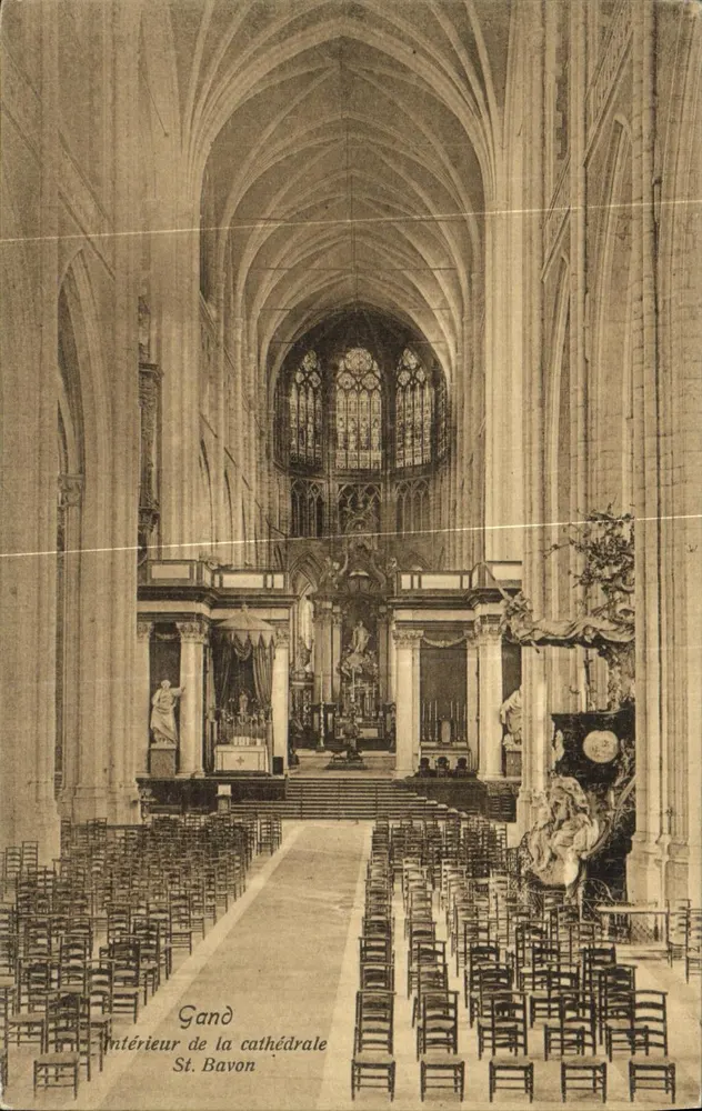 Innenansicht der Kathedrale Saint-Bavon — Gent — Dr. Trenkler Co, Brüssel, Gs. 55 - Vorderseite