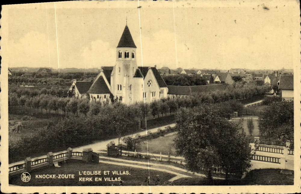 Knocke-Zoute — Die Kirche und Villen — NLS - Vorderseite