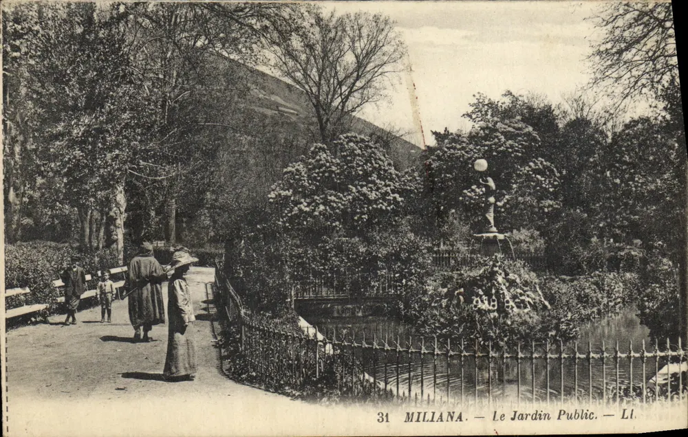 Miliana — O Jardim Público — LI. — Editor Lévy Fils & Cie, Paris - Frente
