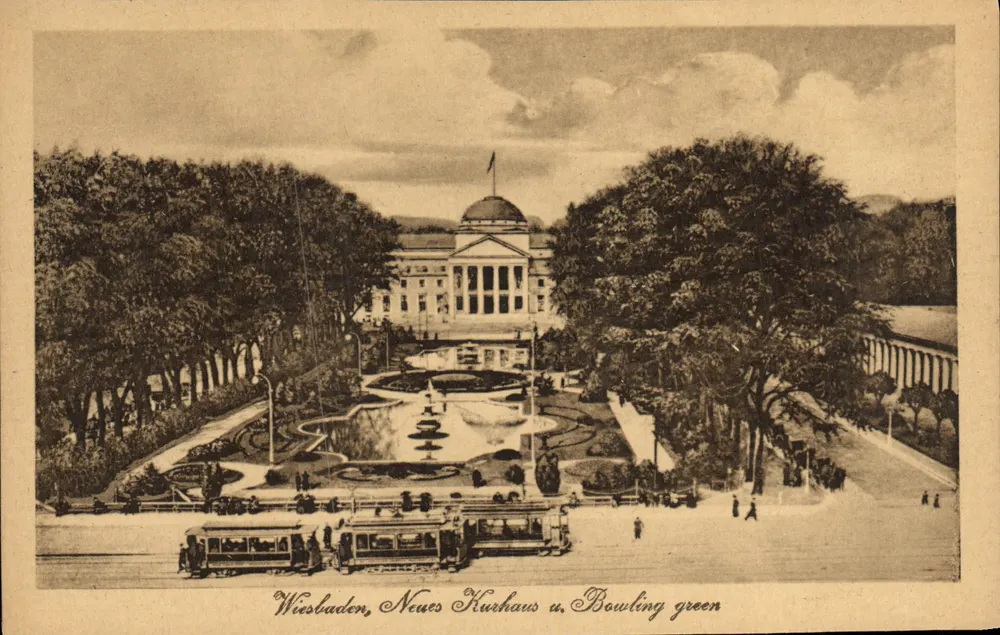 Wiesbaden, Neues Kurhaus und Bowling Green — Verlag M. Jacobs, Portiau & Tering, Frankfurt - Vorderseite