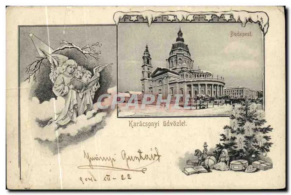 Budapest — Saint Stephen's Church under snow — publisher Levelező-Lap - Front