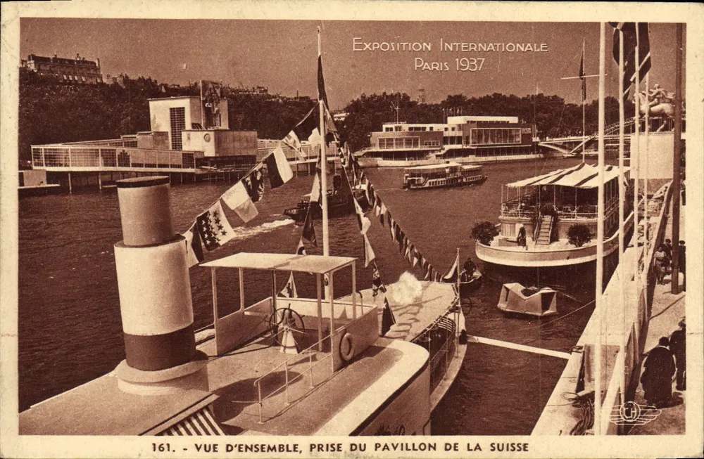 Internationale Ausstellung Paris 1937 — Gesamtansicht, aufgenommen vom Schweizer Pavillon — H. CHIPOUT, Händler, Boulogne-sur-Seine - Vorderseite