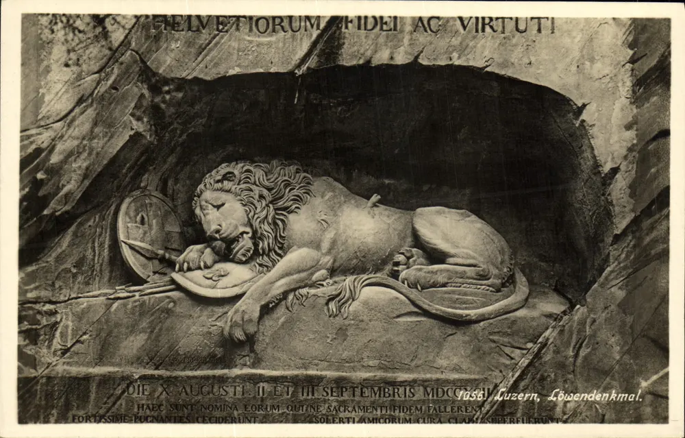 Leão adormecido — Monumento comemorativo em Luzern — editor Kunstverlag E. Goetz, n° 1058 - Frente