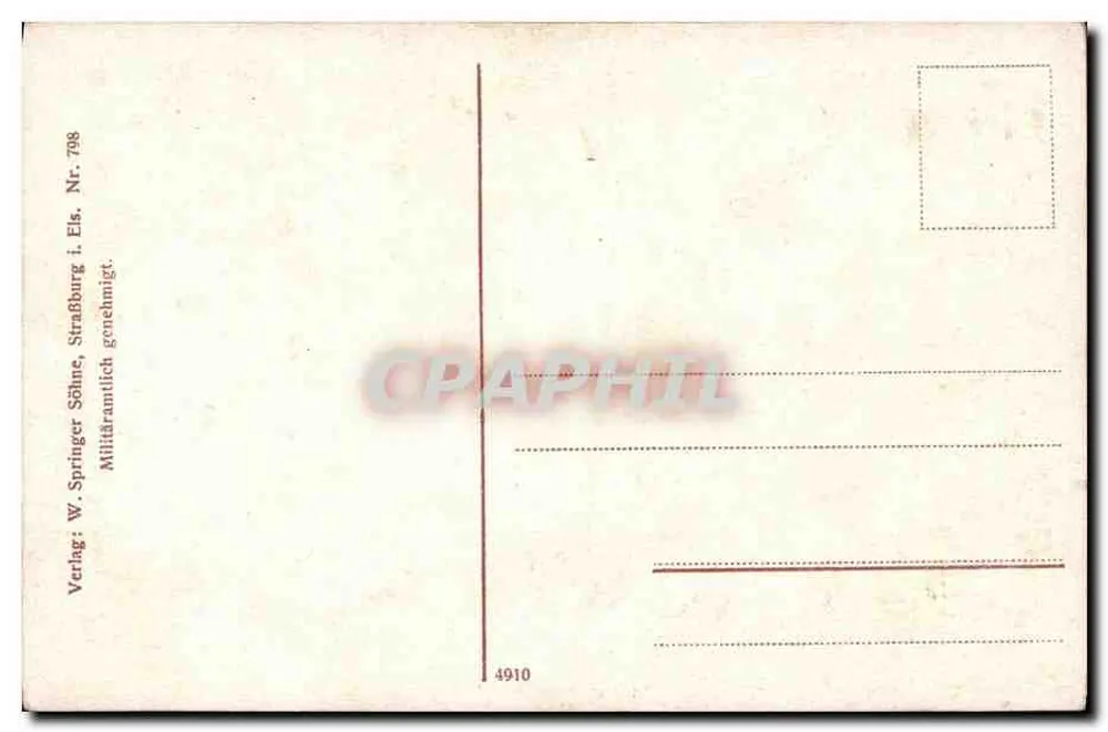 Gedenkteken voor jagers op de Hartmannsweilerkopf — Uitgave: W. Springer Söllne, Straßburg, militair goedgekeurd, Nr. 798 - Achterkant