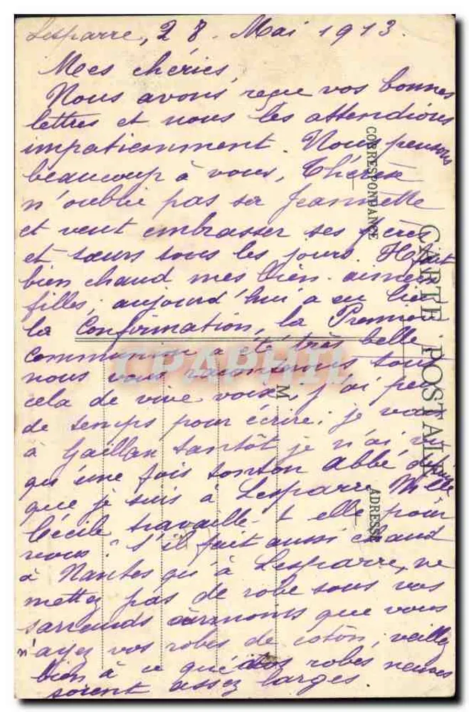 Lesparre (Médoc) — Cours Cassanet — Hotel du Lion d'Or — Verleger Henry Guillier, Nr. 6513 - Rückseite