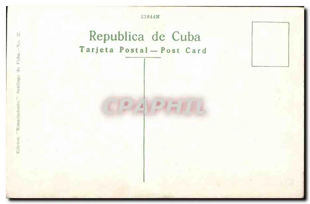 Denkmal für Estrada Palma, Santiago de Cuba — 'Renacimiento'-Ausgabe — Verlag: Elieion 'Renacimiento', Santiago de Cuba, Nr. 37 - Rückseite