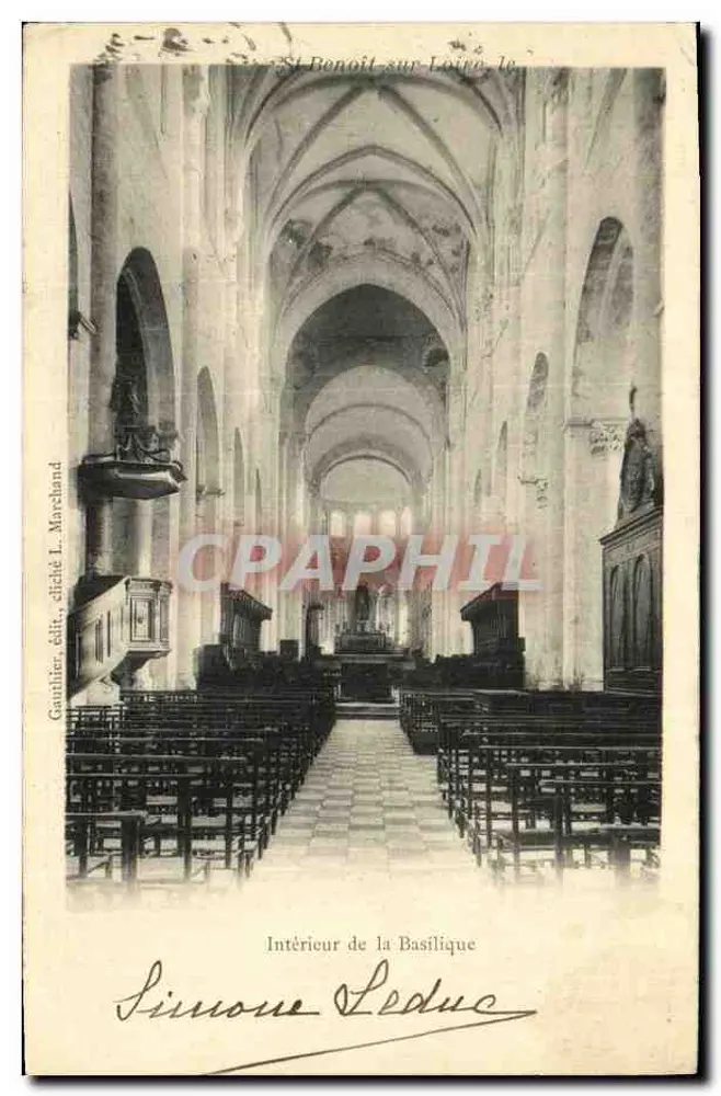 Saint-Benoît-sur-Loire — Interior da Basílica — Gaultier, editor, cliché L. Marchand - Frente