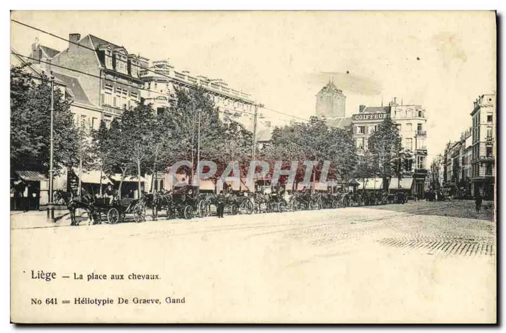 Liège — A praça dos cavalos — Héliotypia De Graeve, Gand, n° 641 - Frente