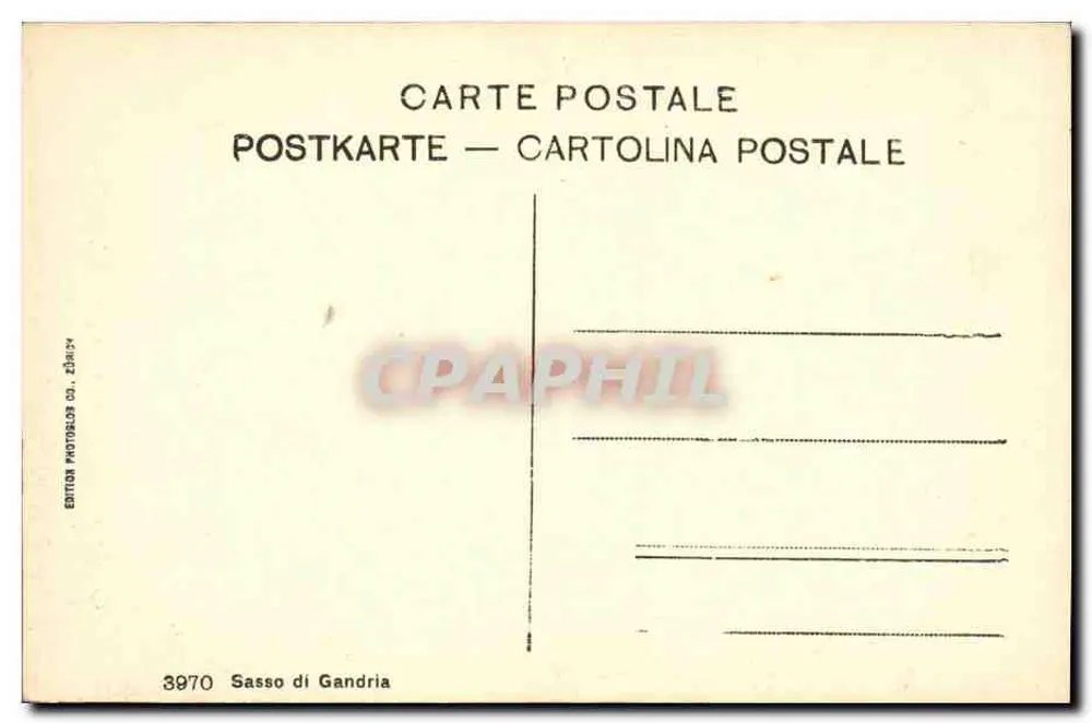 Sasso di Gandria — widok jeziora z północnego zachodu z łódką — wydawnictwo Photoslos, nr 3970 - Rewers