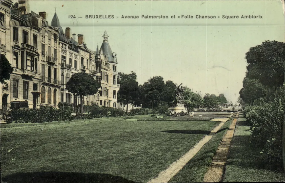 Brüssel - Avenue Palmerston und « Folle Chanson » Square Ambiorix — Édition Grand Bazar Anspach, n°124 - Vorderseite