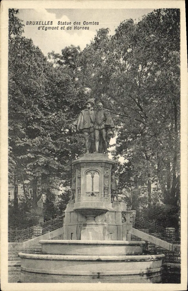 Brüssel — Statue der Grafen von Egmont und Hornes — Verlag H. F. grand'place, 36, Brüssel - Vorderseite