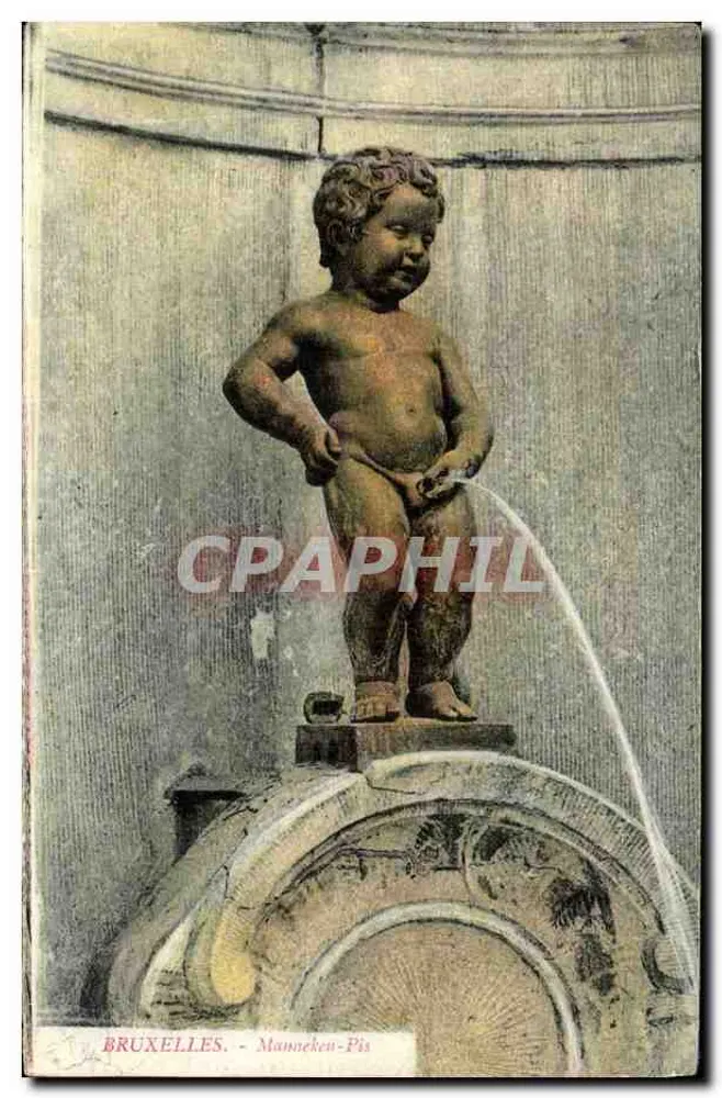Bruxelas - Manneken-Pis — estátua de menino urinando - Frente
