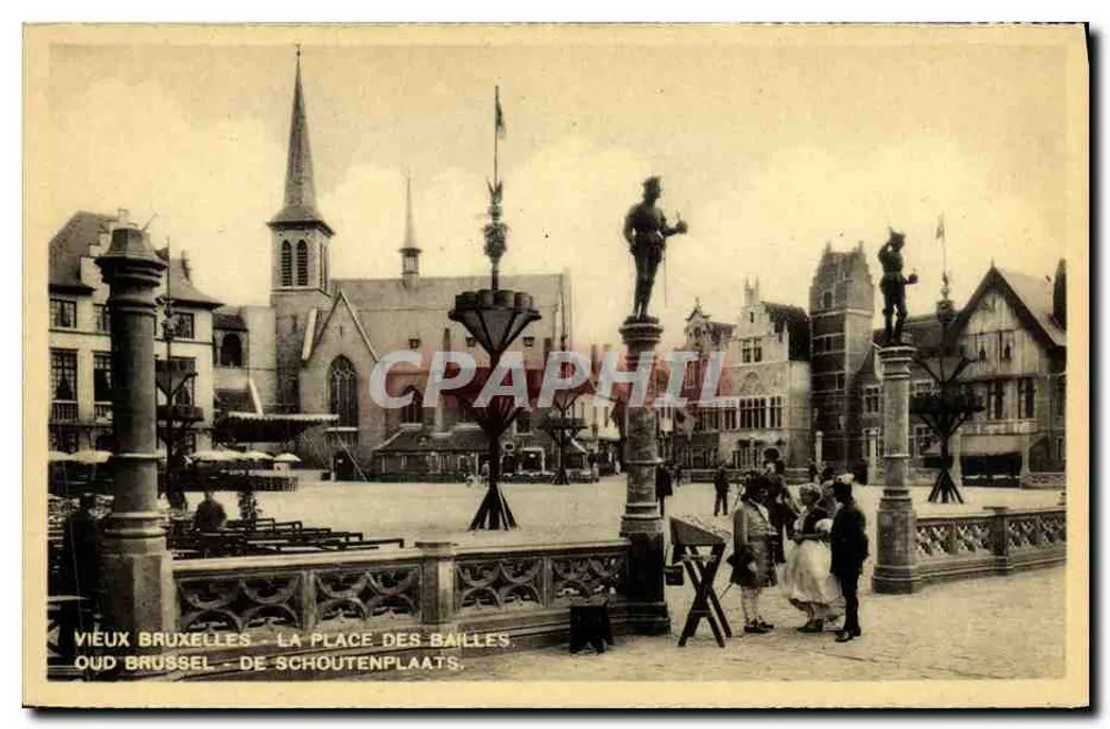 Velho Bruxelas - A Praça das Bailles - Oud Brussel - De Schoutenplaats - Frente