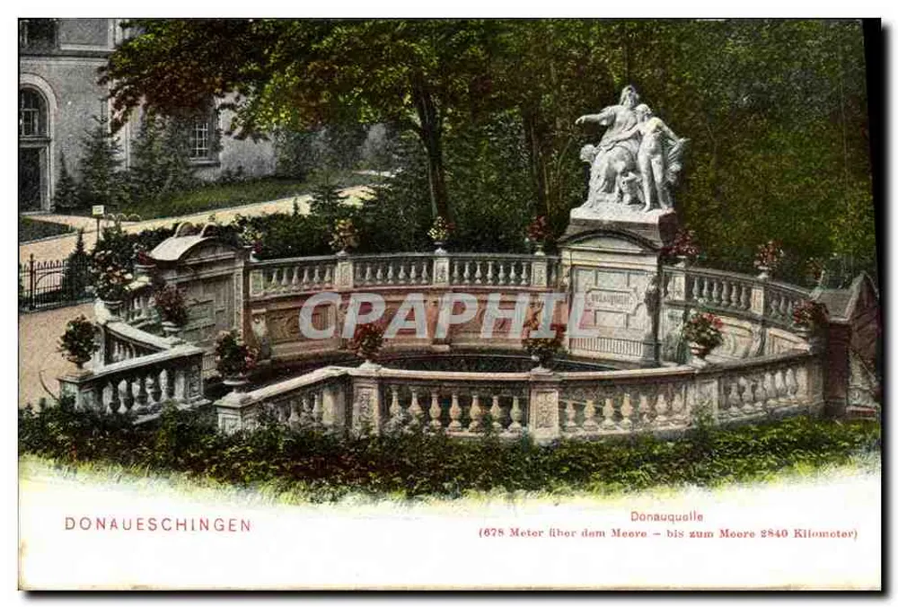 Donaueschingen — Fontaine de la Donauquelle — Verlag Otto Mory's Hofbuchhandlung - Recto
